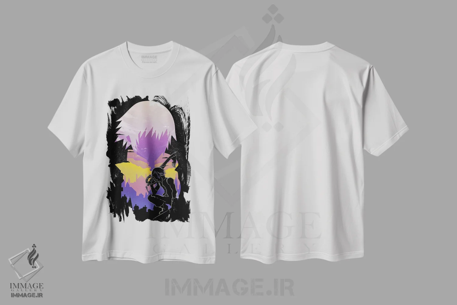 تیشرت سفید طرح دار نور و تاریکی، هنر دیجیتال اثر دانی آرت | immage.ir