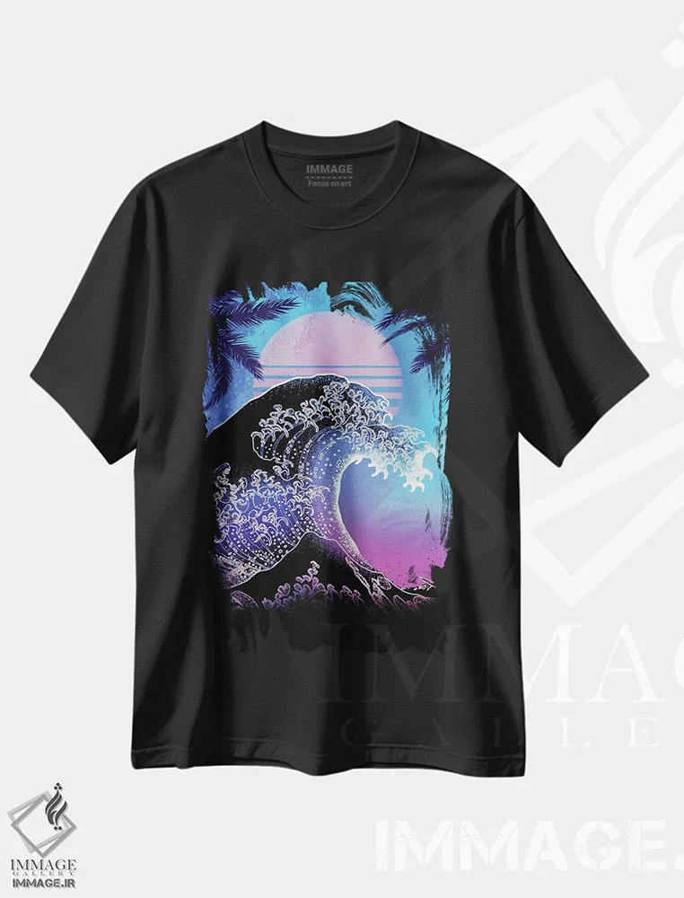 تیشرت مشکی طرح دار روح موج رتروی بزرگ، هنر دیجیتال اثر دانی آرت | immage.ir