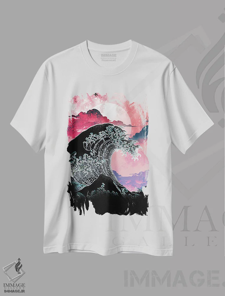 تیشرت سفید طرح دار روح موج بزرگ کلاسیک، هنر دیجیتال اثر دانی آرت | immage.ir