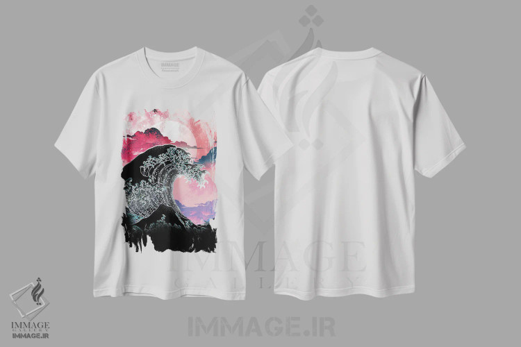 تیشرت سفید طرح دار روح موج بزرگ کلاسیک، هنر دیجیتال اثر دانی آرت | immage.ir