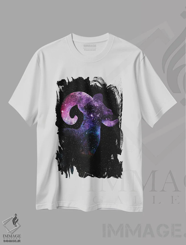 تیشرت سفید طرح دار کهکشان برّه، هنر دیجیتال اثر دانی آرت | فروشگاه ایماژ