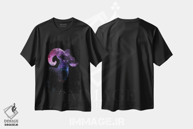 تیشرت مشکی طرح دار کهکشان برّه، هنر دیجیتال اثر دانی آرت | immage.ir