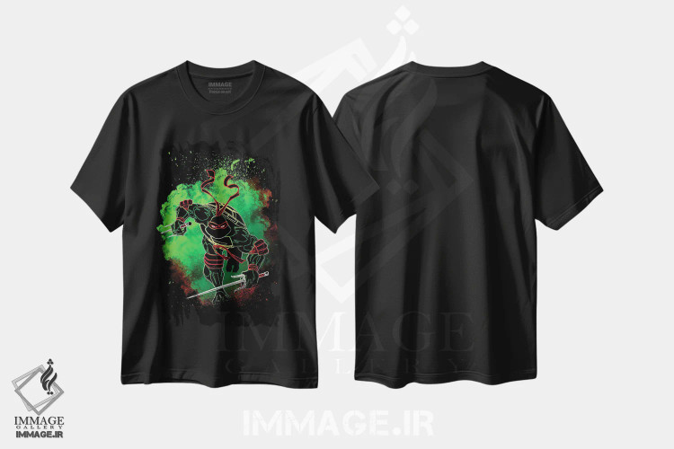 تیشرت مشکی طرح دار روح لاک پشت قرمز، هنر دیجیتال اثر دانی آرت | فروشگاه ایماژ