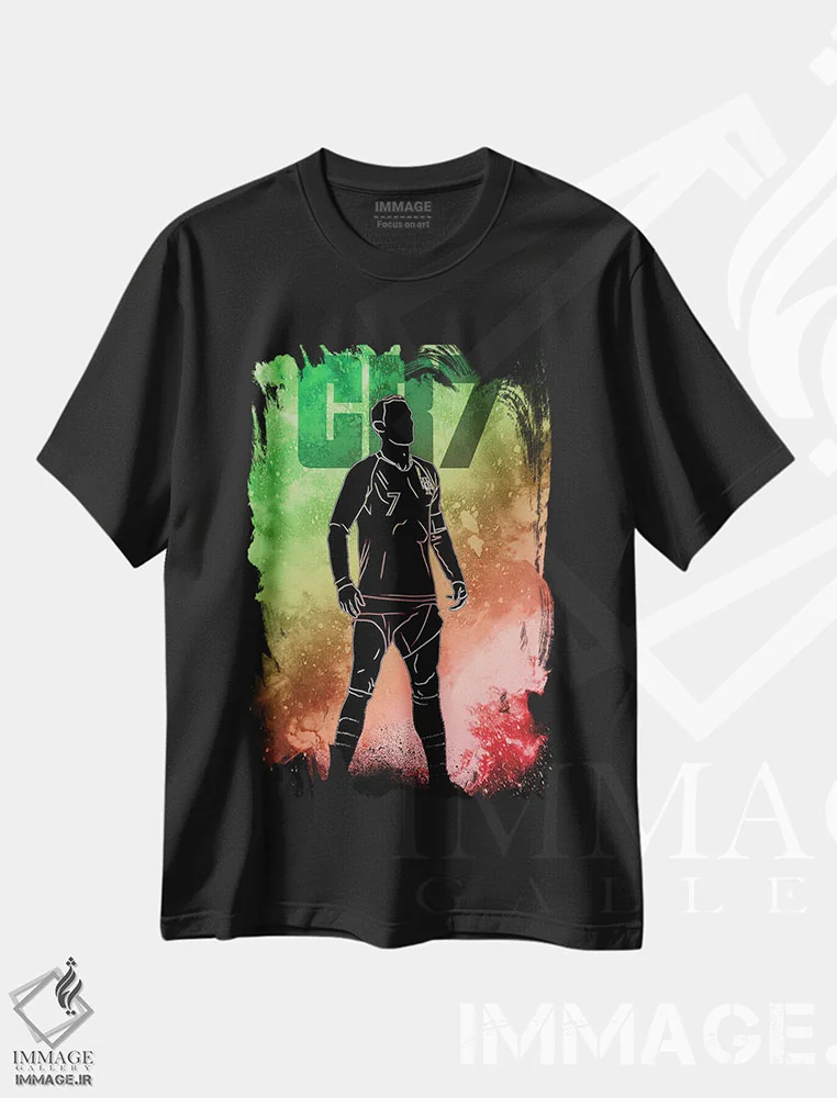 تیشرت مشکی طرح دار روح CR7، هنر دیجیتال اثر دانی آرت | immage.ir