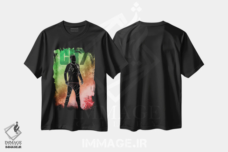 تیشرت مشکی طرح دار روح CR7، هنر دیجیتال اثر دانی آرت | immage.ir