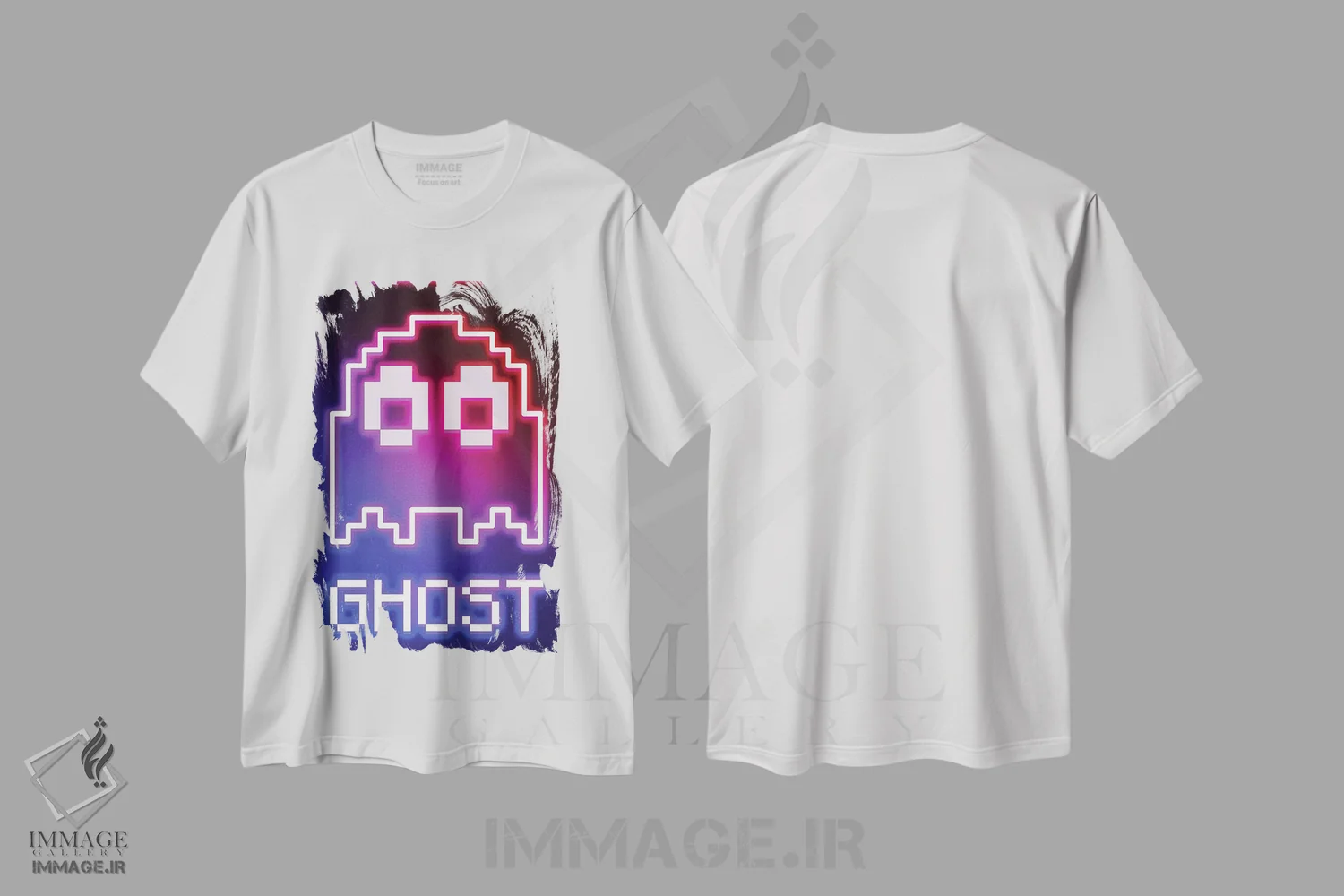 تیشرت سفید طرح دار روح نئونی، هنر دیجیتال اثر دانی آرت | فروشگاه ایماژ