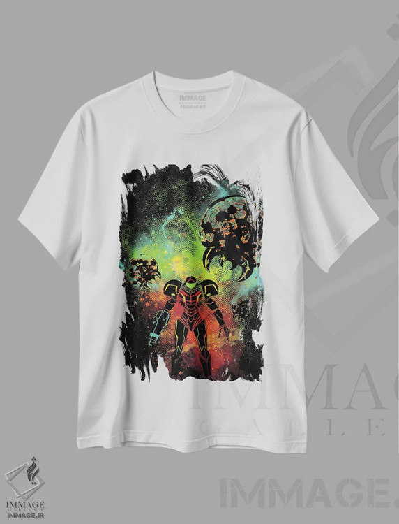 تیشرت سفید طرح دار هنر شکارچی فضایی، هنر دیجیتال اثر دانی آرت | immage.ir