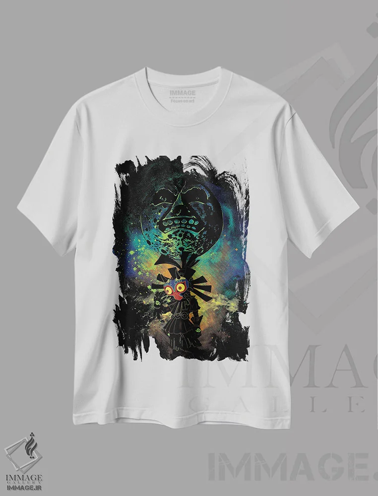 تیشرت سفید طرح دار هنر ماسک، هنر دیجیتال اثر دانی آرت | فروشگاه ایماژ