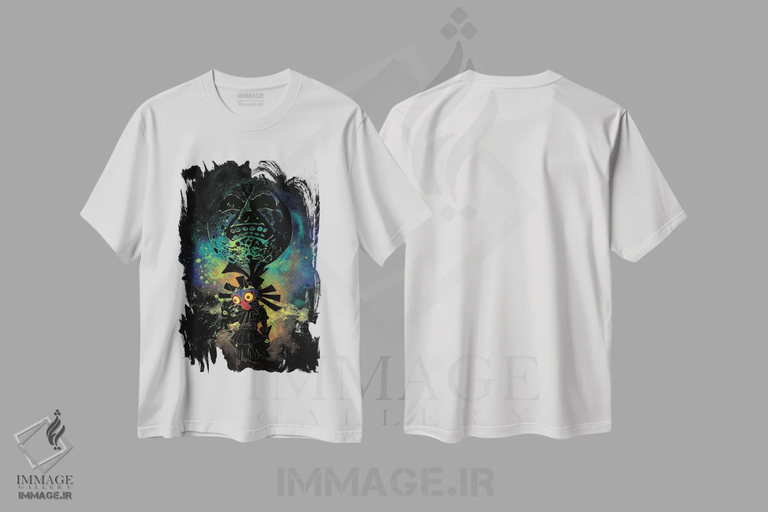 تیشرت سفید طرح دار هنر ماسک، هنر دیجیتال اثر دانی آرت | فروشگاه ایماژ