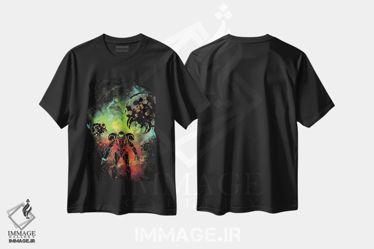 تیشرت مشکی طرح دار هنر شکارچی فضایی، هنر دیجیتال اثر دانی آرت | فروشگاه ایماژ