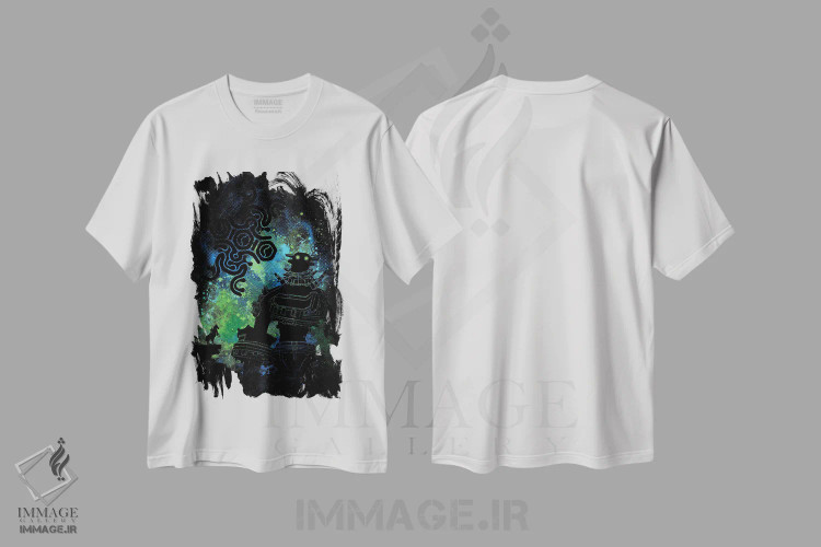 تیشرت سفید طرح دار هنر غول آسا، هنر دیجیتال اثر دانی آرت | immage.ir