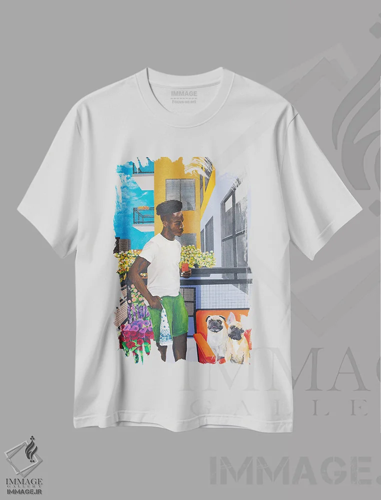 تیشرت سفید طرح دار پسران بالکن، هنر آمریکایی آفریقایی تبار اثر دن نلسون | immage.ir