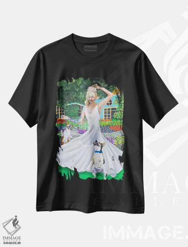 تیشرت مشکی طرح دار مهمانی باغ، تزئینی اثر دن نلسون | فروشگاه ایماژ