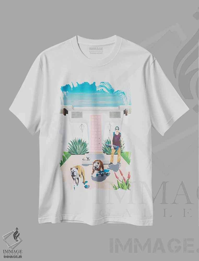 تیشرت سفید طرح دار پسران اسکیت باز، تزئینی اثر دن نلسون | فروشگاه ایماژ