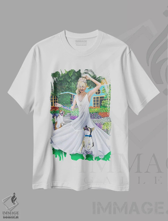 تیشرت سفید طرح دار مهمانی باغ، تزئینی اثر دن نلسون | immage.ir