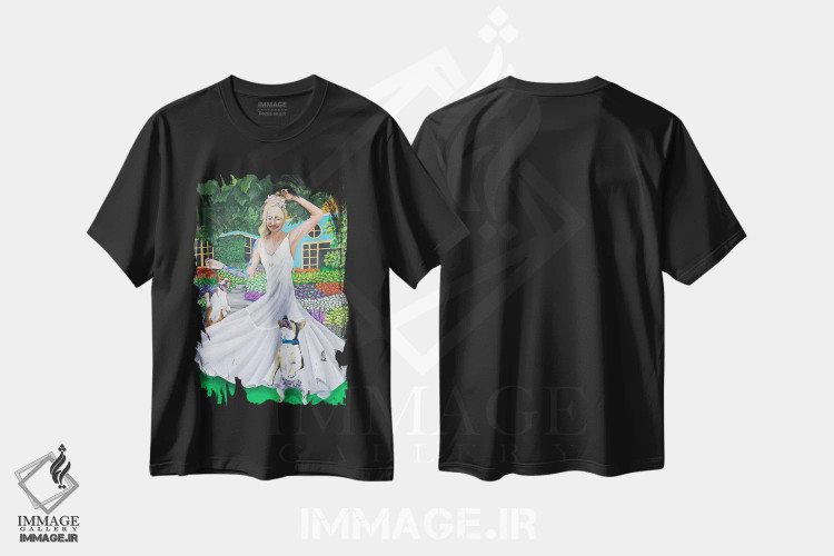 تیشرت مشکی طرح دار مهمانی باغ، تزئینی اثر دن نلسون | فروشگاه ایماژ