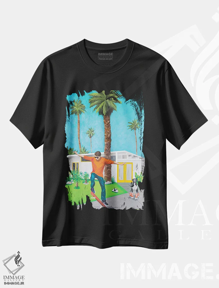 تیشرت مشکی طرح دار اسکیت، تزئینی اثر دن نلسون | فروشگاه ایماژ