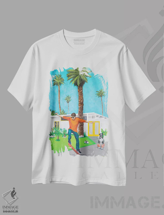 تیشرت سفید طرح دار اسکیت، تزئینی اثر دن نلسون | immage.ir