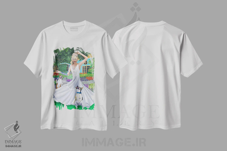تیشرت سفید طرح دار مهمانی باغ، تزئینی اثر دن نلسون | immage.ir