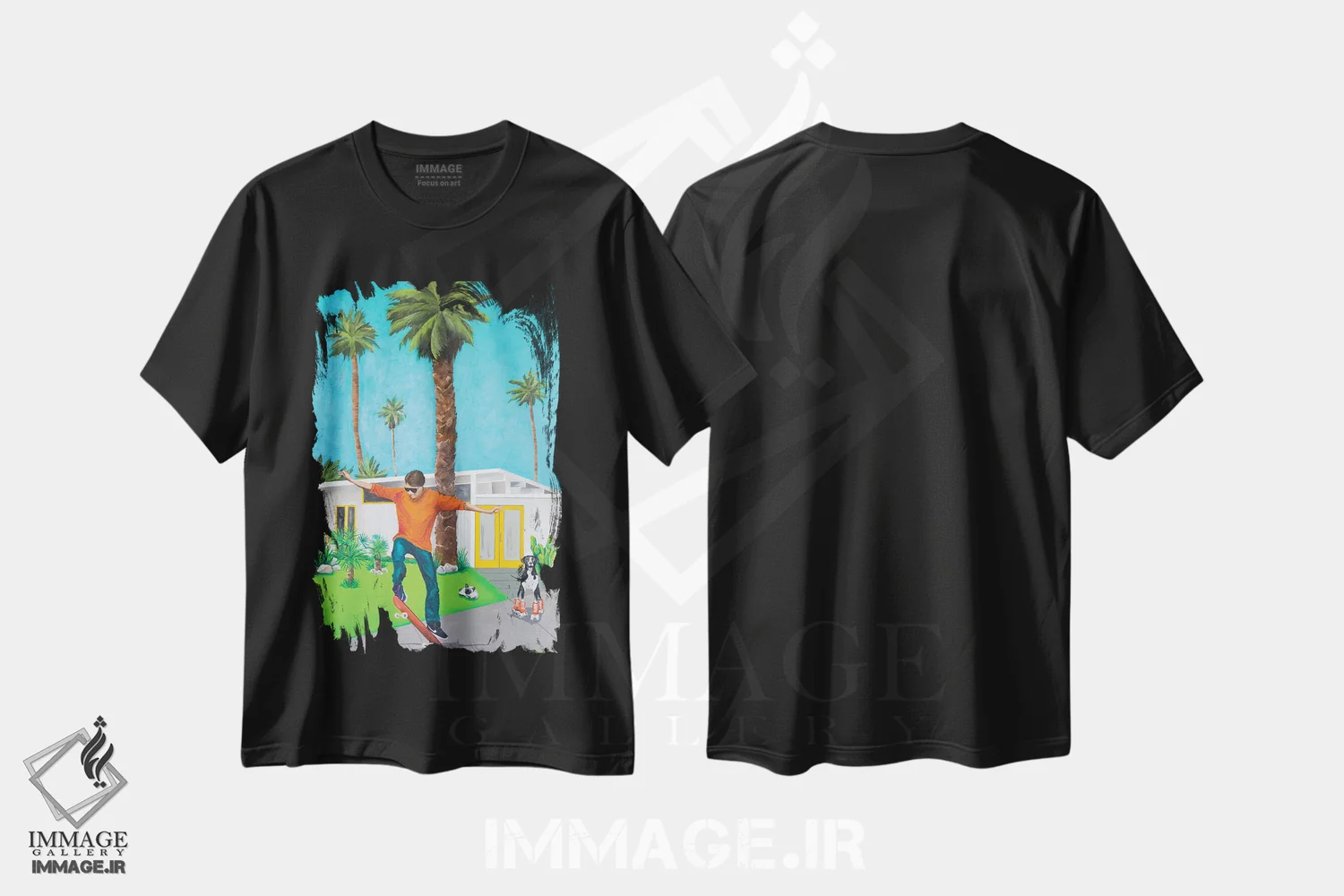تیشرت مشکی طرح دار اسکیت، تزئینی اثر دن نلسون | فروشگاه ایماژ