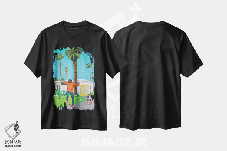 تیشرت مشکی طرح دار اسکیت، تزئینی اثر دن نلسون | فروشگاه ایماژ