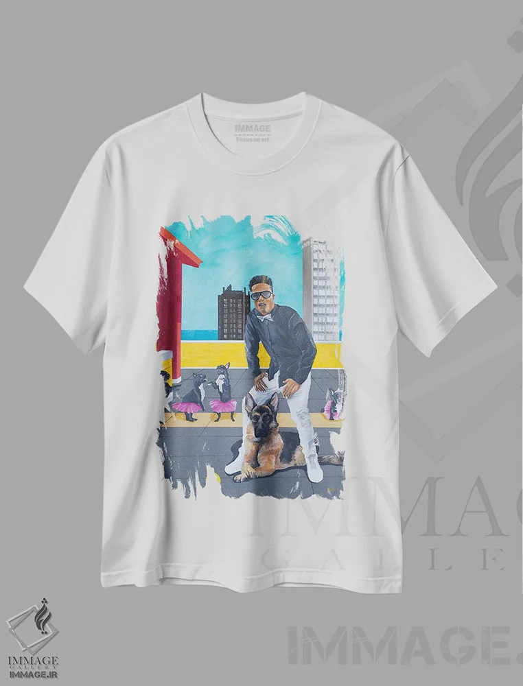 تیشرت سفید طرح دار تری دانوان، تزئینی اثر دن نلسون | immage.ir