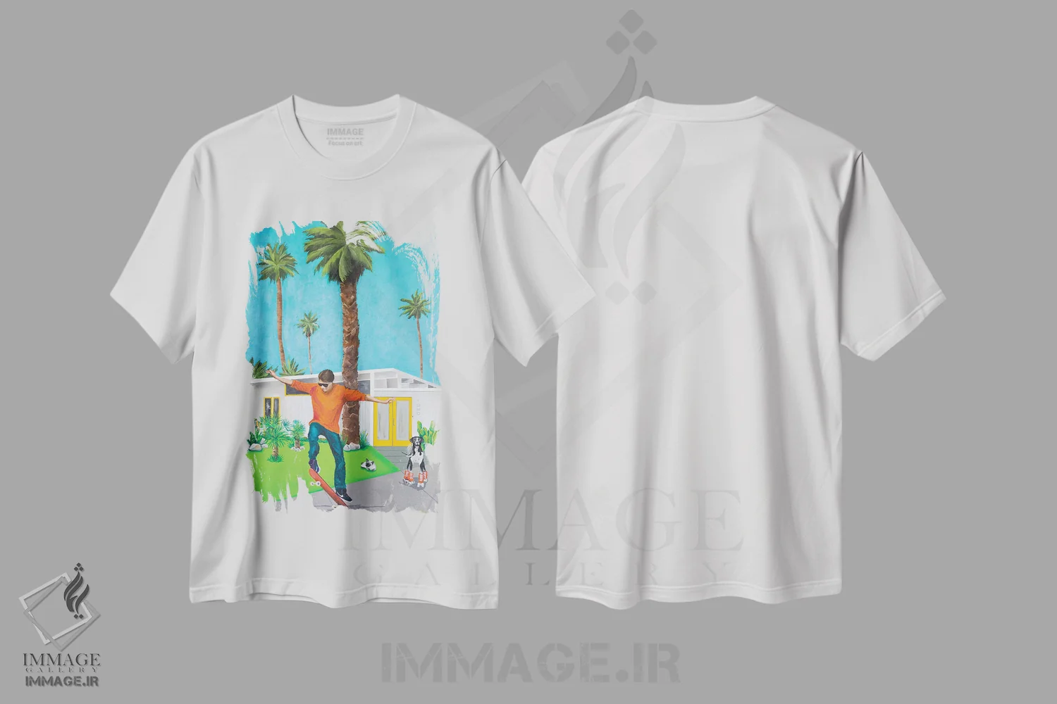 تیشرت سفید طرح دار اسکیت، تزئینی اثر دن نلسون | immage.ir