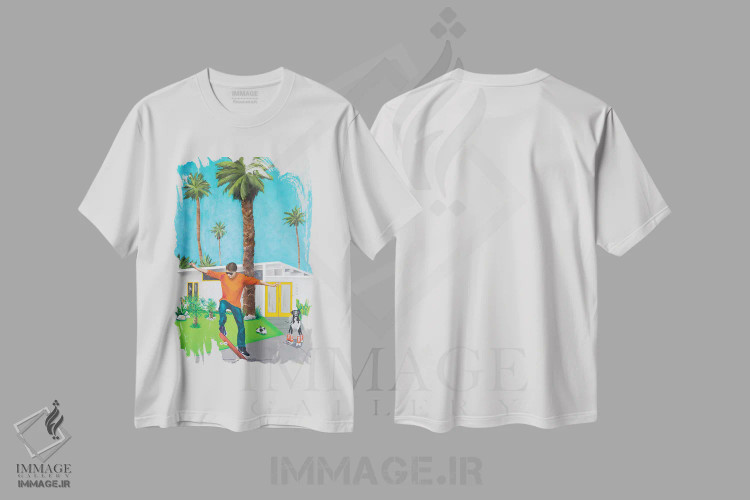 تیشرت سفید طرح دار اسکیت، تزئینی اثر دن نلسون | immage.ir