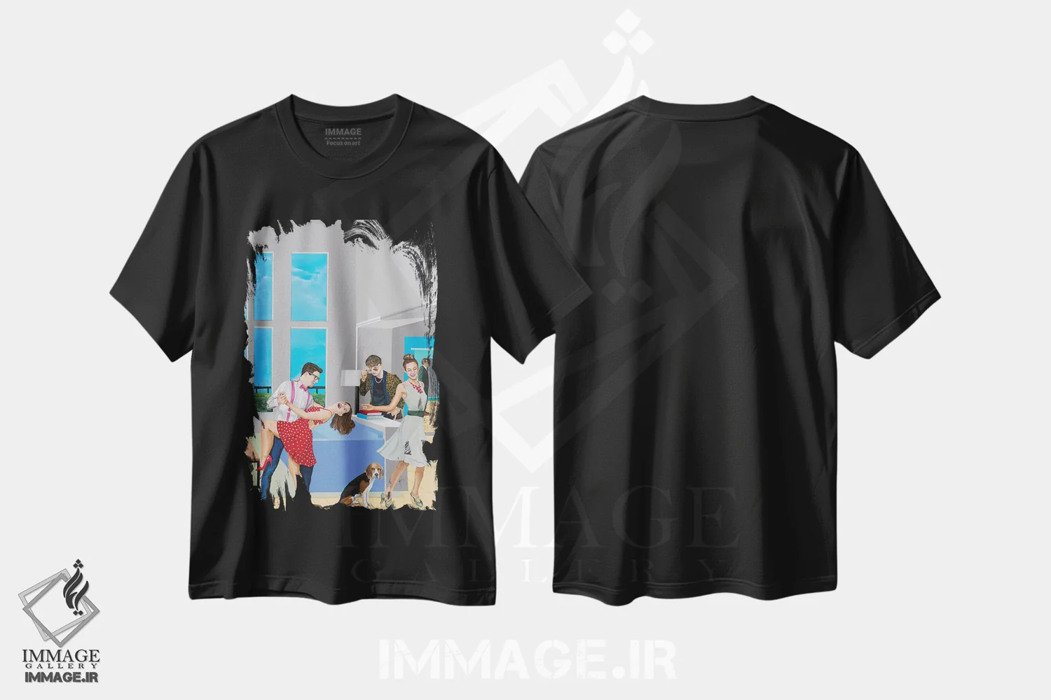 تیشرت مشکی طرح دار رقصیدن با دیوید تال، هنر فاخر معاصر اثر دن نلسون | immage.ir