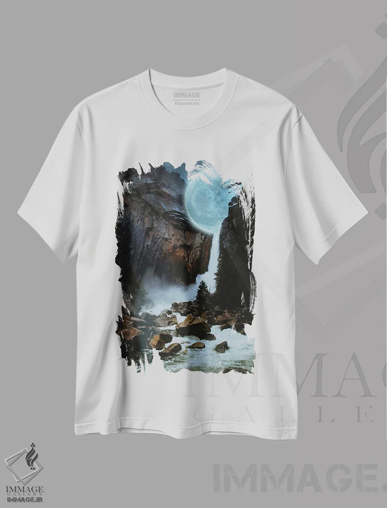 تیشرت سفید طرح دار سقوط نور ماه، هنر دیجیتال اثر دیوید لوبلاو | immage.ir