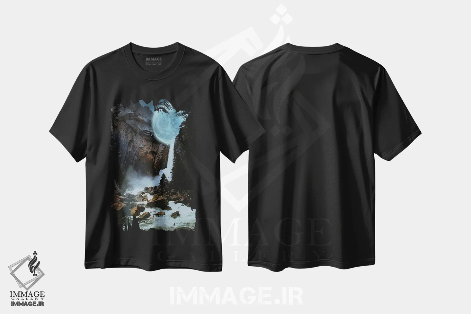 تیشرت مشکی طرح دار سقوط نور ماه، هنر دیجیتال اثر دیوید لوبلاو | فروشگاه ایماژ