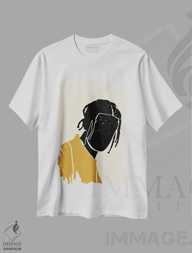 تیشرت سفید طرح دار موی سیاه ۱، هنر آمریکایی آفریقایی تبار اثر دومونیک براون | immage.ir