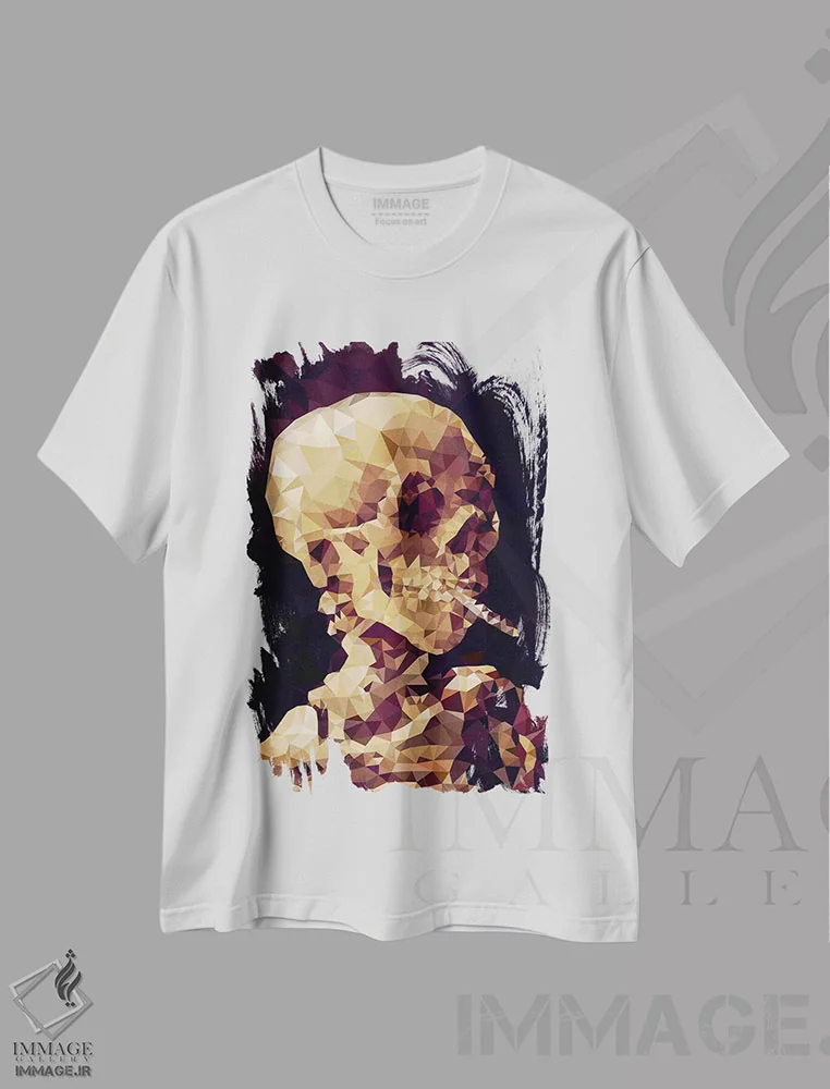 تیشرت سفید طرح دار جمجمهٔ دودزا، هنر دیجیتال اثر فایو بای فایو کالکتیو | immage.ir