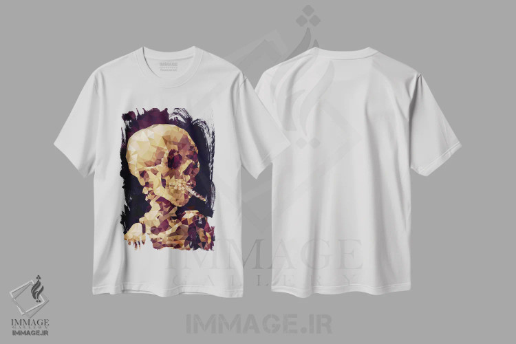تیشرت سفید طرح دار جمجمهٔ دودزا، هنر دیجیتال اثر فایو بای فایو کالکتیو | immage.ir