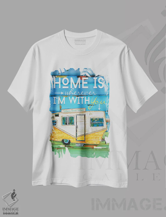 تیشرت سفید طرح دار خانه هر جا که باشد، مدیوم اثر دنی فیلیپس | فروشگاه ایماژ