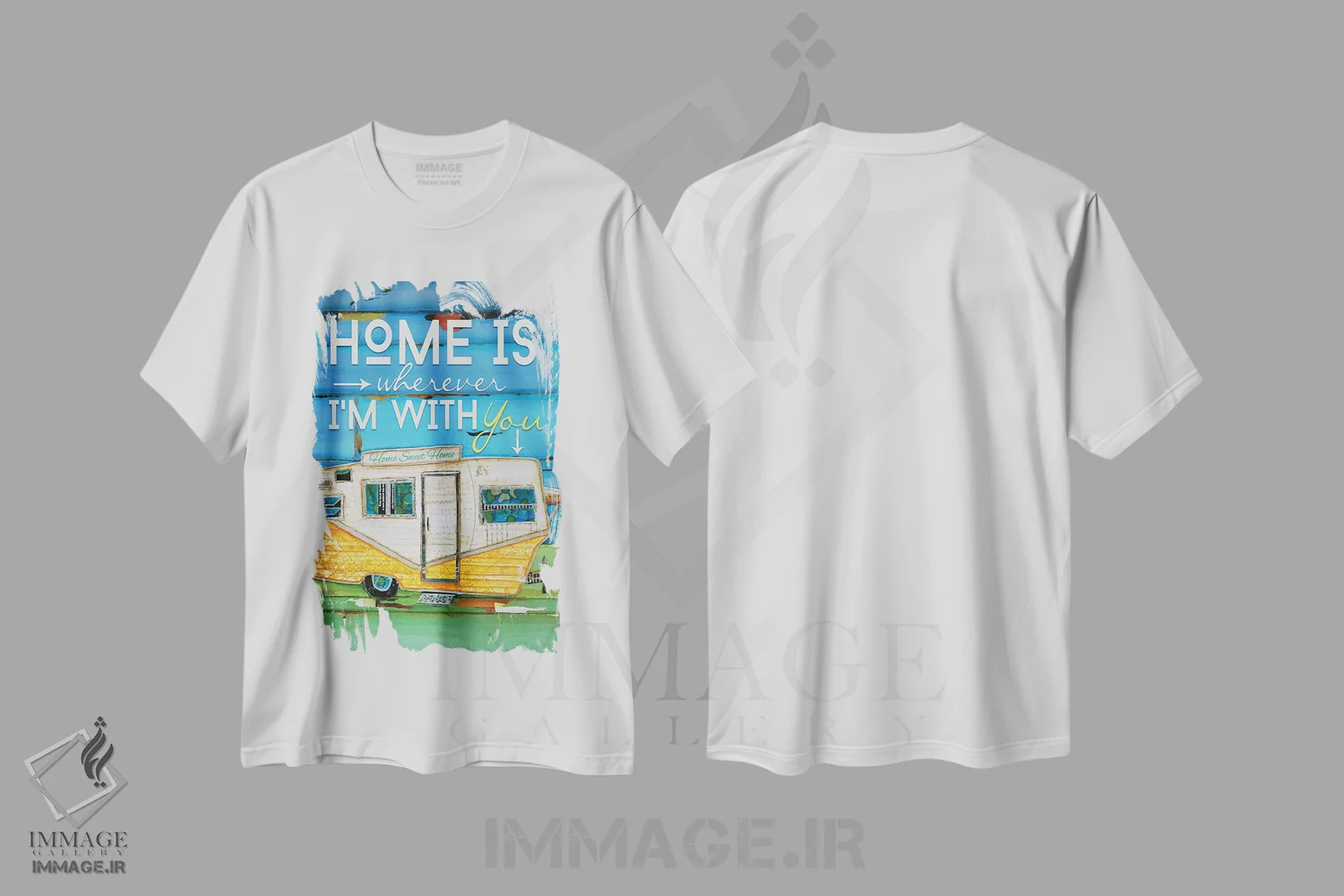تیشرت سفید طرح دار خانه هر جا که باشد، مدیوم اثر دنی فیلیپس | فروشگاه ایماژ