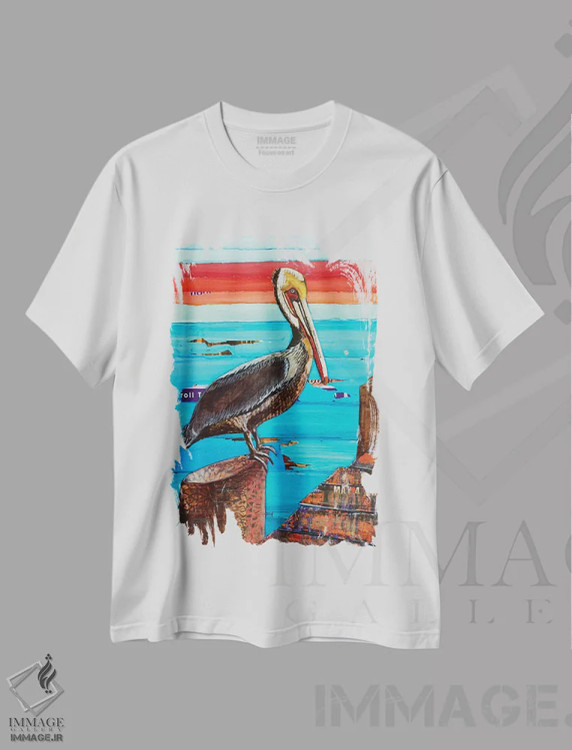 تیشرت سفید طرح دار توقف بین راه، تزئینی اثر دنی فیلیپس | فروشگاه ایماژ