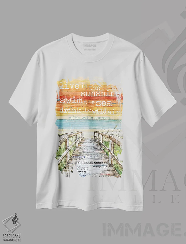 تیشرت سفید طرح دار در آفتاب زندگی کن، دکور ساحلی اثر دنی فیلیپس | immage.ir