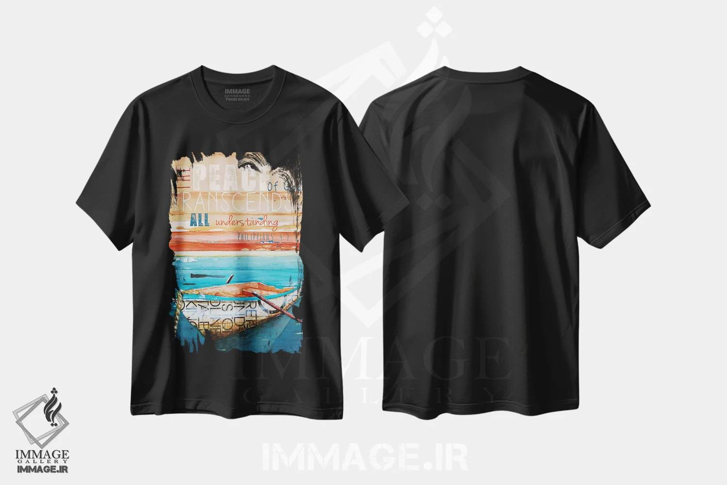 تیشرت مشکی طرح دار آرامش خداوند، تزئینی اثر دنی فیلیپس | immage.ir