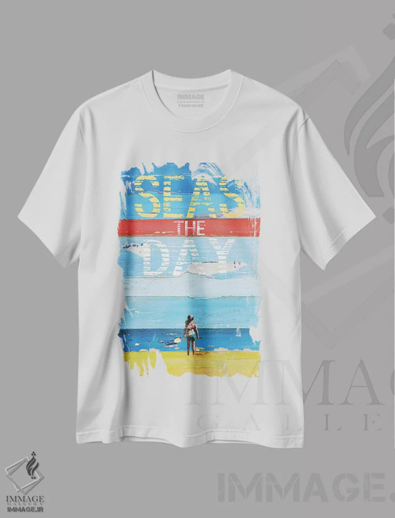 تیشرت سفید طرح دار دریا را دریاب، دکور ساحلی اثر دنی فیلیپس | فروشگاه ایماژ