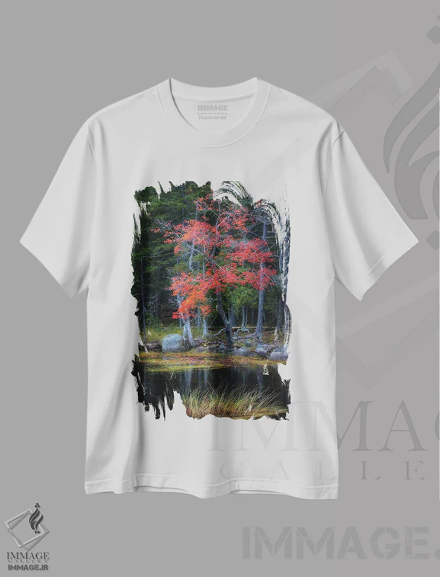 تیشرت سفید طرح دار انعکاس های قرمز ۱، مدیوم اثر دنی هد | فروشگاه ایماژ
