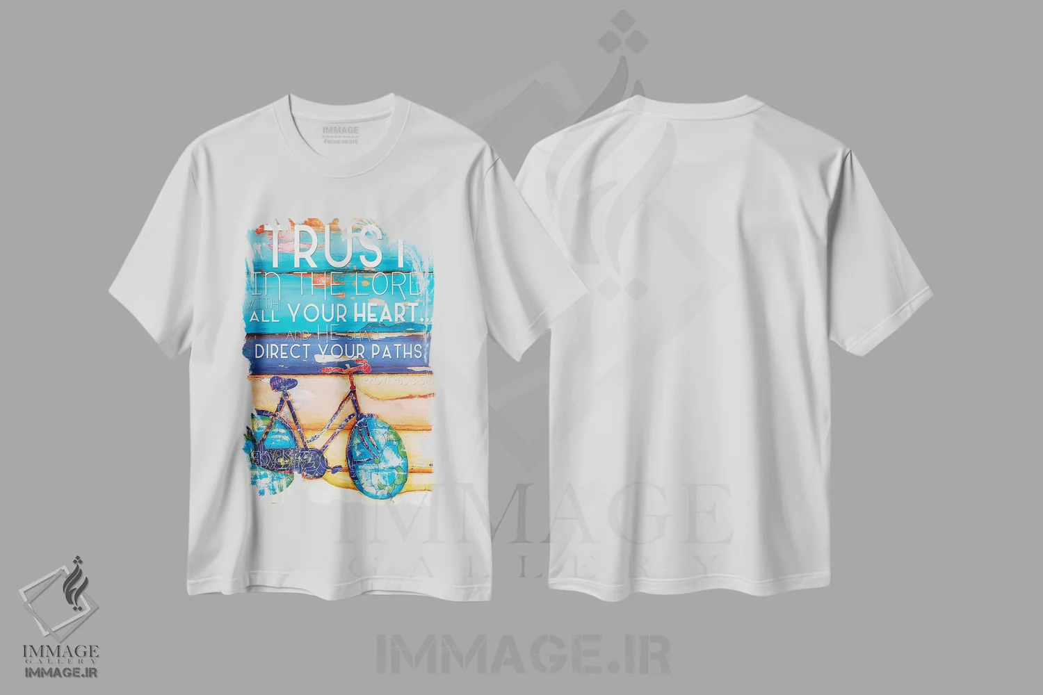 تیشرت سفید طرح دار توکل به خداوند، مدیوم اثر دنی فیلیپس | immage.ir