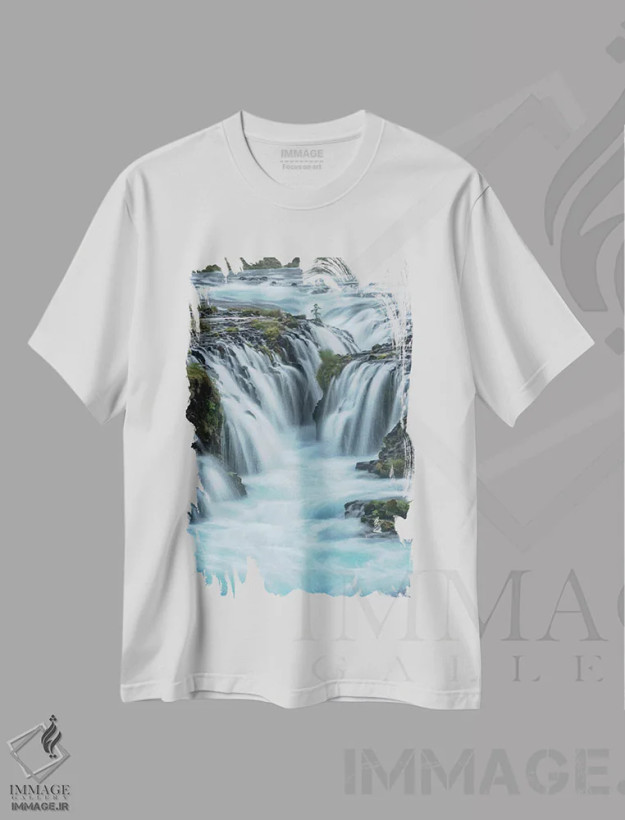تیشرت سفید طرح دار آب آبی، تزئینی اثر دنی هد | فروشگاه ایماژ