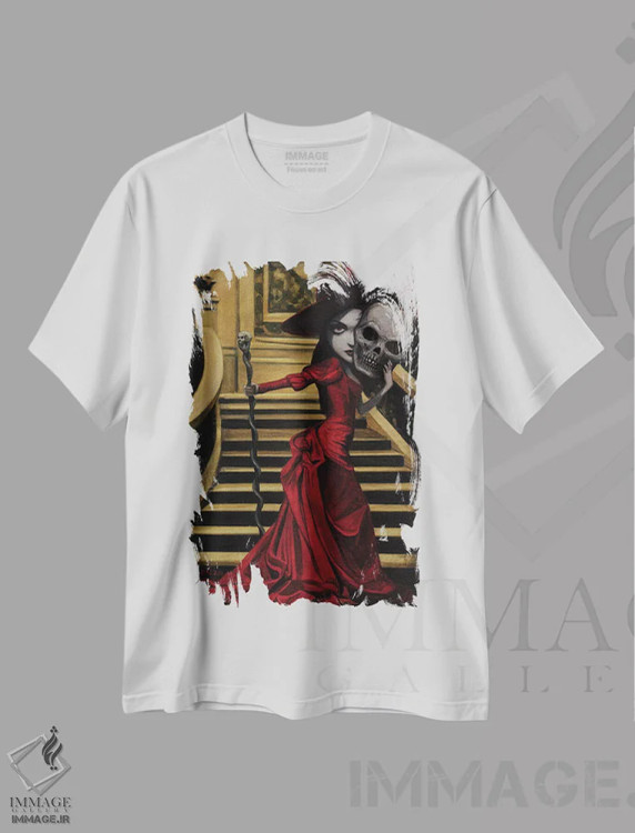 تیشرت سفید طرح دار لا فانتاسما، دکوراسیون جایگزین اثر دیینزو | فروشگاه ایماژ