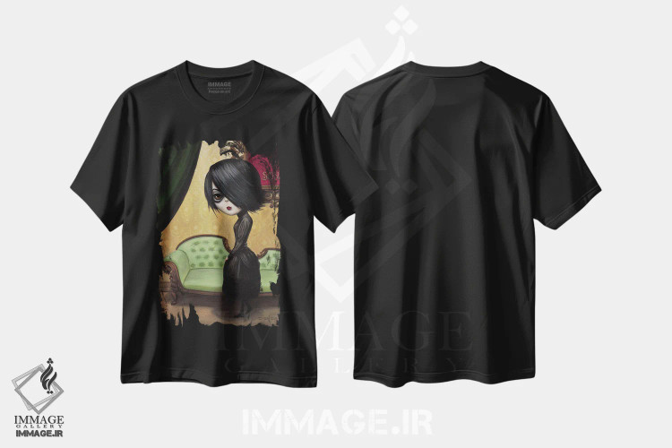 تیشرت مشکی طرح دار کار ویکتوریا، دکوراسیون جایگزین اثر دیینزو | فروشگاه ایماژ