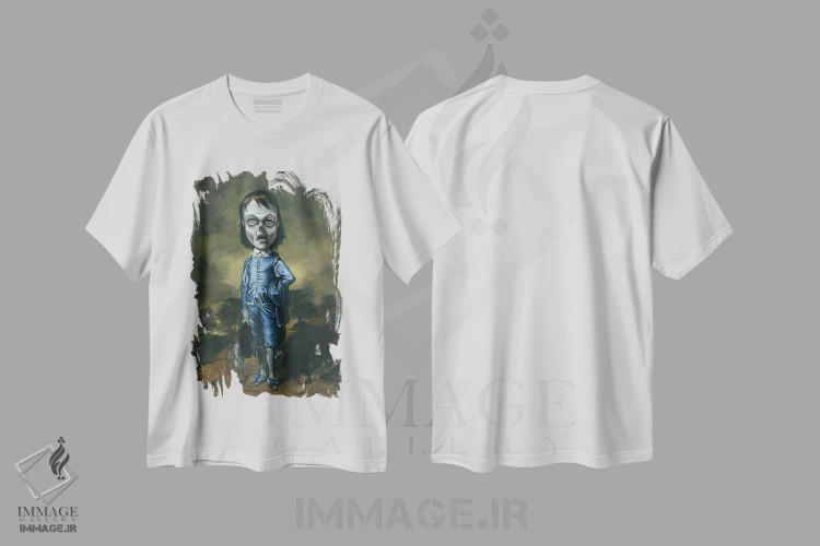 تیشرت سفید طرح دار برخاستن پسر آبی، دکوراسیون جایگزین اثر دیینزو | فروشگاه ایماژ