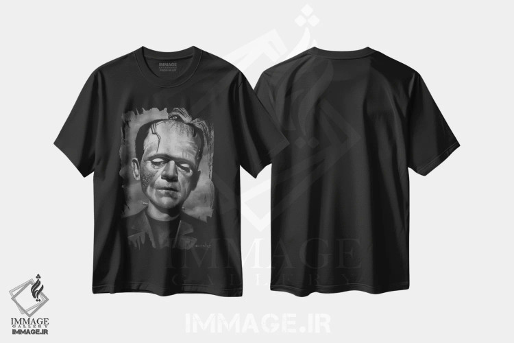 تیشرت مشکی طرح دار فرانکنشتاین، هنر فاخر معاصر اثر دیینزو | immage.ir