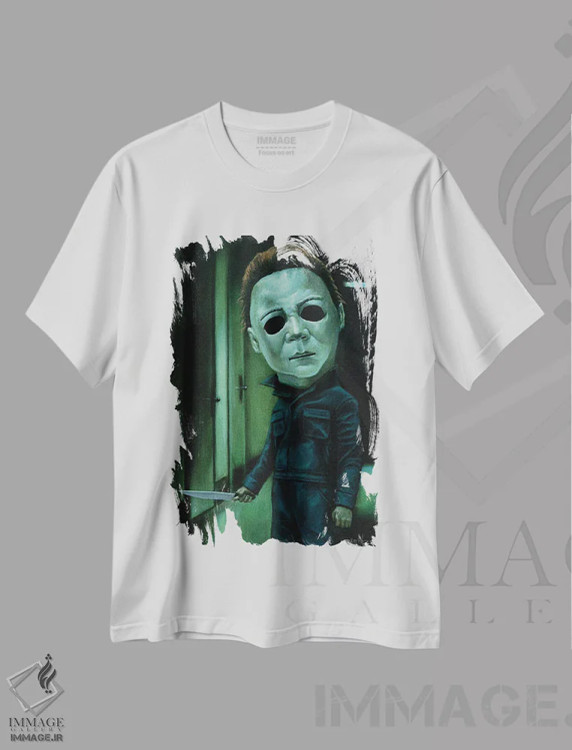 تیشرت سفید طرح دار کمین مایکل، هنر فاخر معاصر اثر دیینزو | فروشگاه ایماژ