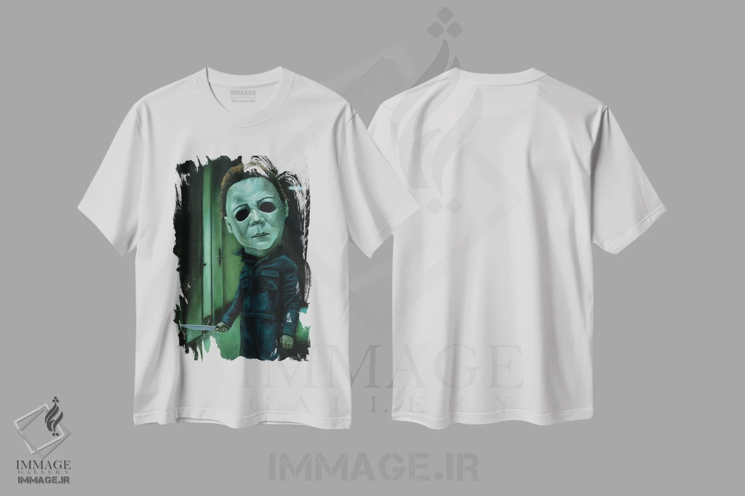 تیشرت سفید طرح دار کمین مایکل، هنر فاخر معاصر اثر دیینزو | فروشگاه ایماژ