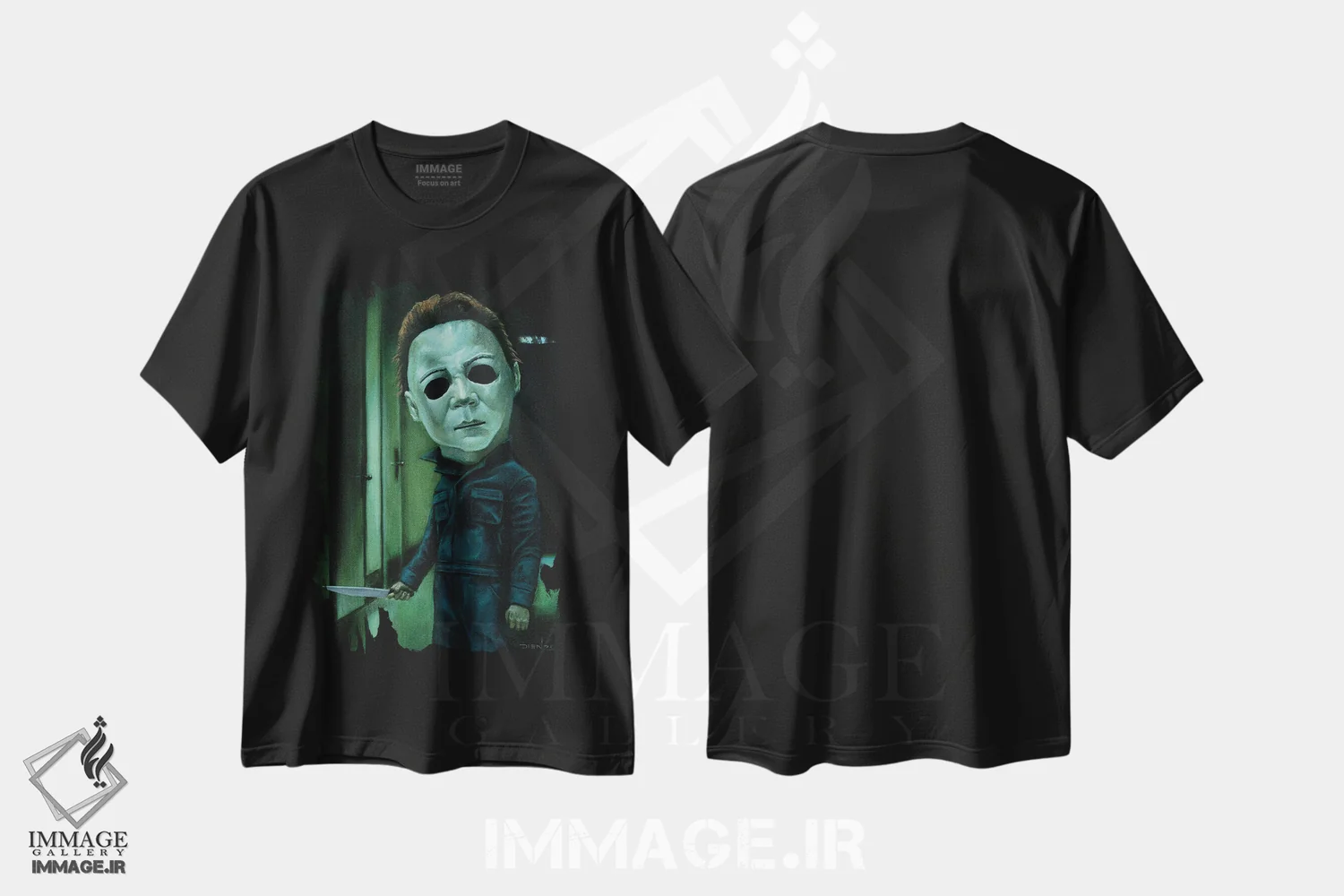 تیشرت مشکی طرح دار کمین مایکل، هنر فاخر معاصر اثر دیینزو | immage.ir